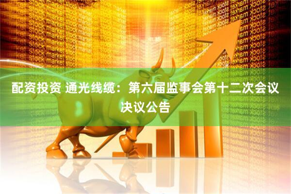 配资投资 通光线缆：第六届监事会第十二次会议决议公告